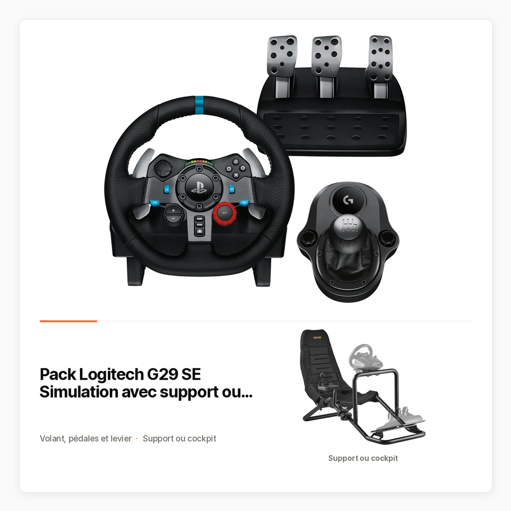 Pack Logitech G29 SE Simulation avec support ou cockpit VEVOR