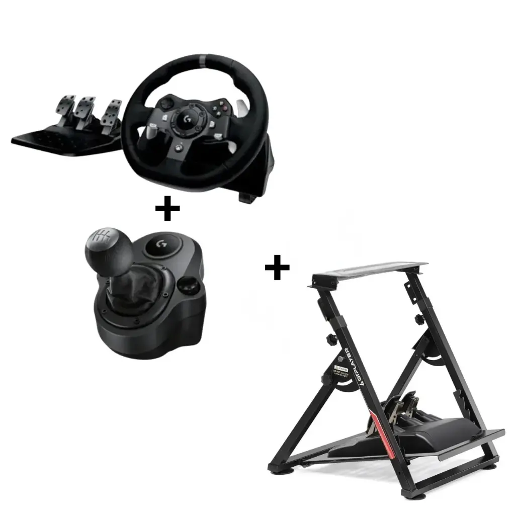 Pack Volant de Course avec Pédales Logitech G29 + Levier de Vitesse G Driving Force+ Support Volant de G29
