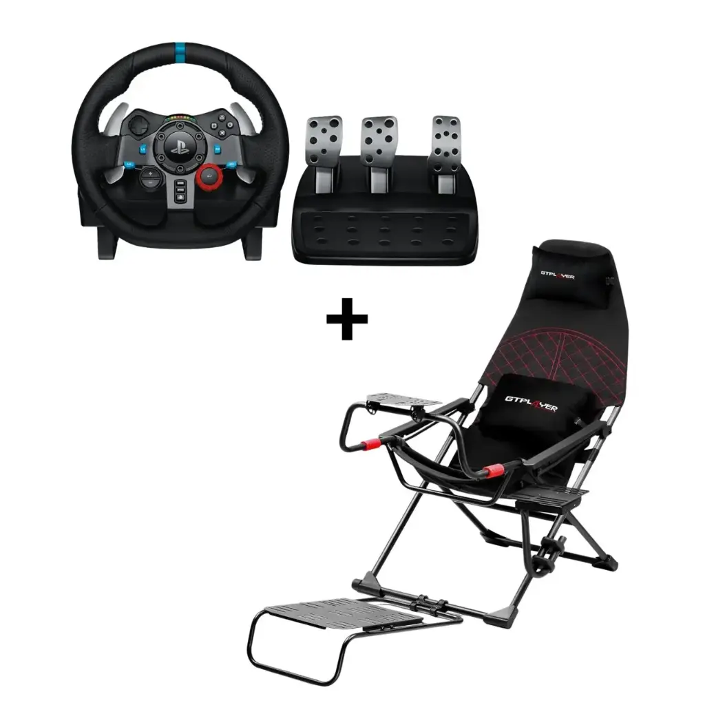 Pack Volant de Course Logitech G29 Driving Force  +  Siège GTPLAYER Simulateur de conduite, pliable Rouge
