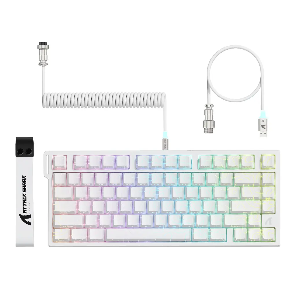 ATTACK SHARK R82 HE Clavier Gaming Filaire 75 %, Switch Magnétique , RVB Blanc