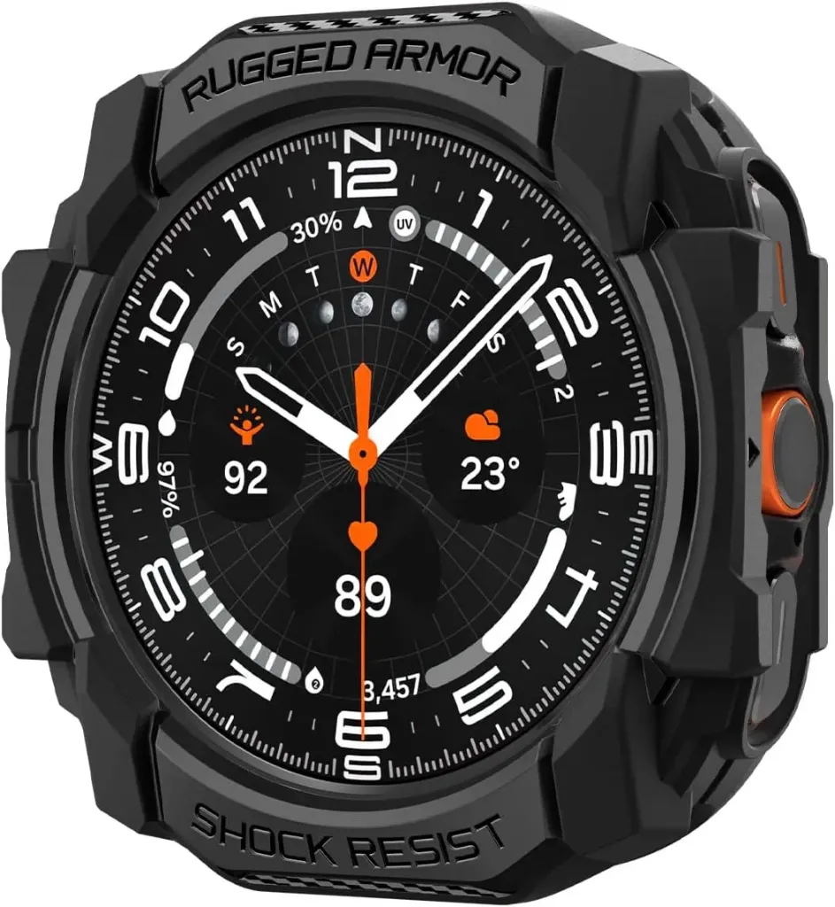 Spigen Rugged Armor Coque Compatible avec Samsung Galaxy Watch Ultra 47mm (2025/2024) - Noir Mat