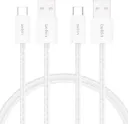 Belkin Pack de 2 Câbles USB-A vers USB-C avec gaine tressée (1,5 m, 15 W, doux au toucher, souple, recharge rapide - Blanc