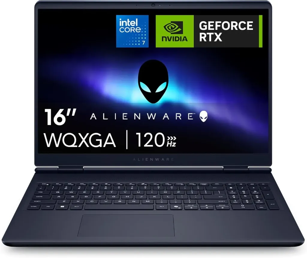 Alienware 16 Aurora PC Portable Gaming AC16250 16" WQXGA écran 120Hz 100% sRGB, Intel Core 7 240H Series 2, NVIDIA GeForce RTX 5060, 16GB RAM, 1TB SSD, Win 11 Home, Clavier rétroéclairé Blanc AZERTY