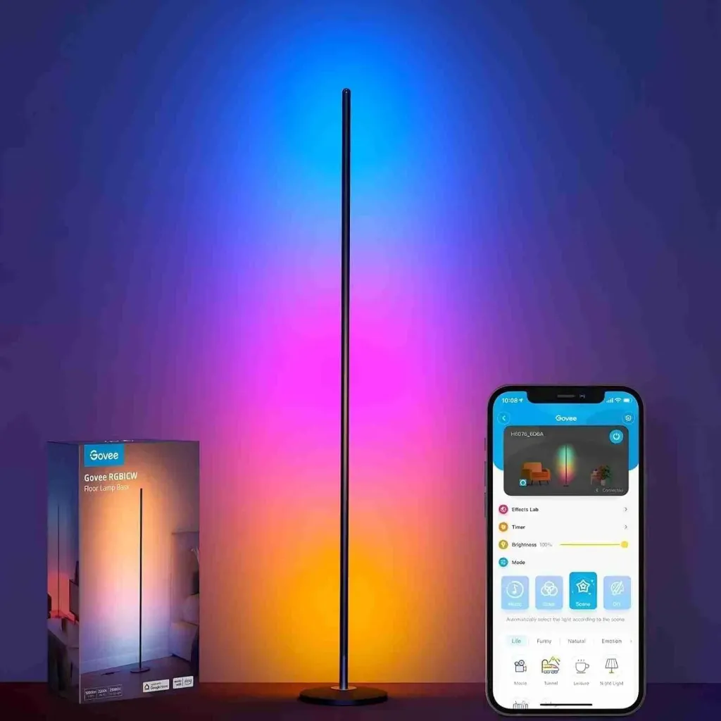 Govee RGBIC Lampadaire LED, WiFi Lampadaire sur Pied Fonctionne avec Alexa, Matter, Google Assistant, Musique Sync, 16 Millions Couleurs