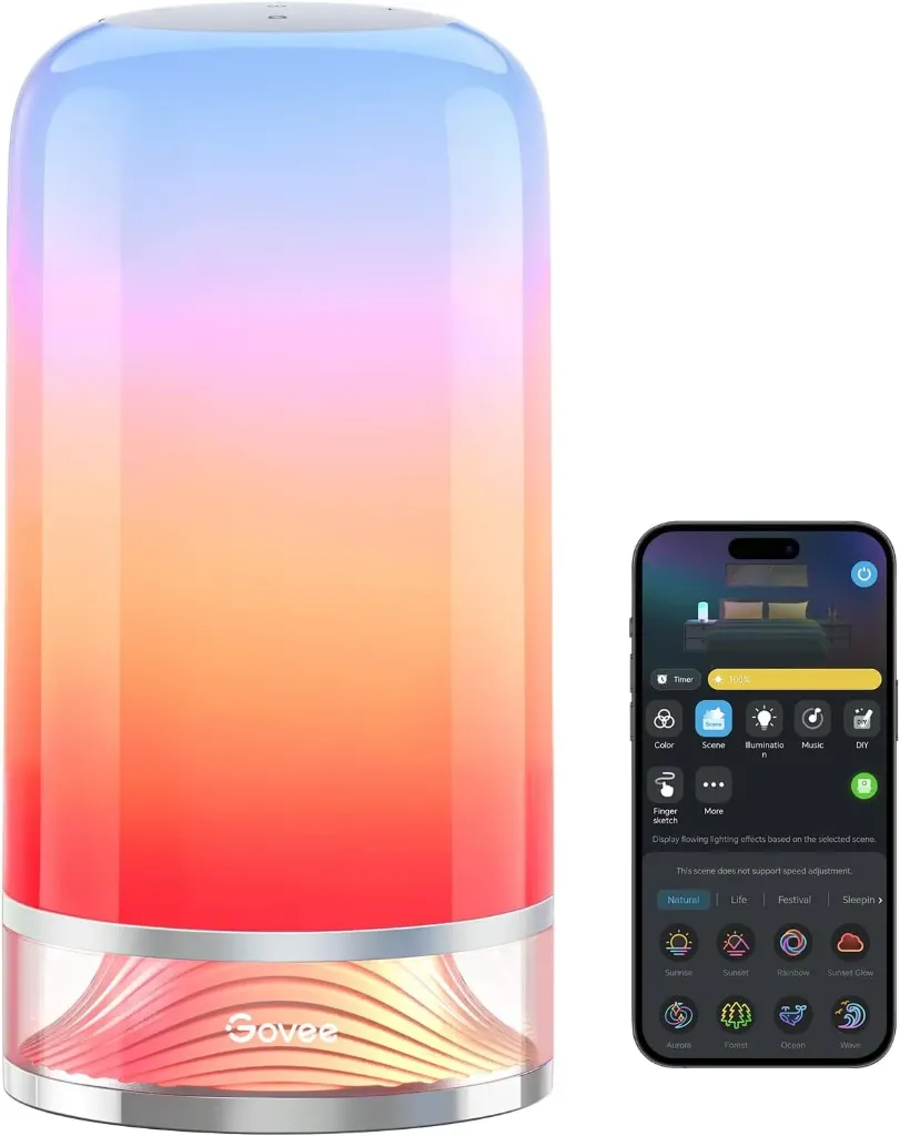 [H6022] Govee Lampe de Chevet LED, Lampe de Table Tactile Dimmable RGBICWW avec 64 Modes Scène
