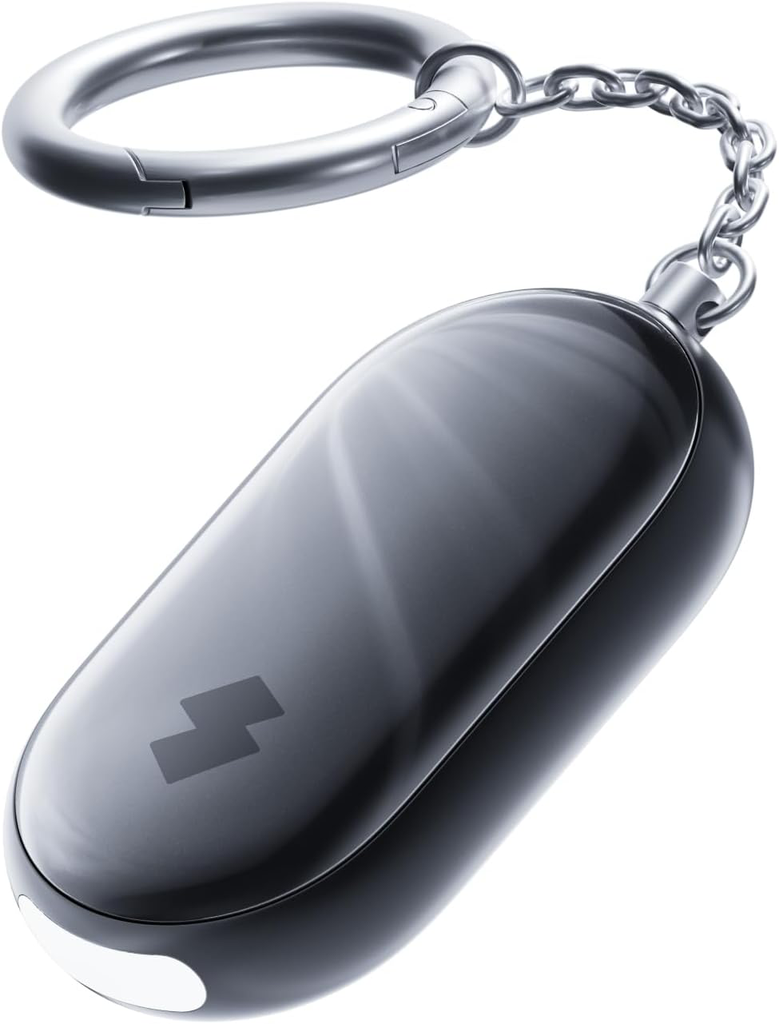 SwitchBot Alarme de Sécurité Personnelle, 130dB Sirène puissante & Lumière stroboscopique, Porte-clés d'Autodéfense IP65 avec Alertes de Localisation, Parfaite pour Femmes, étudiants et Enfants, Noir