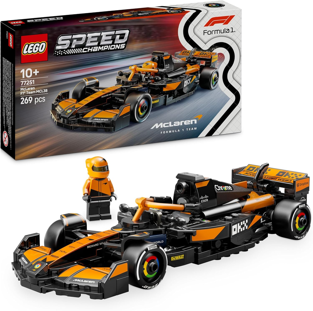 LEGO Speed Champions Voiture F1 McLaren Team MCL38 - Jeu de Construction avec véhicule de Course - Minifigurine Collector de Pilote de Formule 1 - Maquette pour garçons et Filles dès 10 Ans 77251