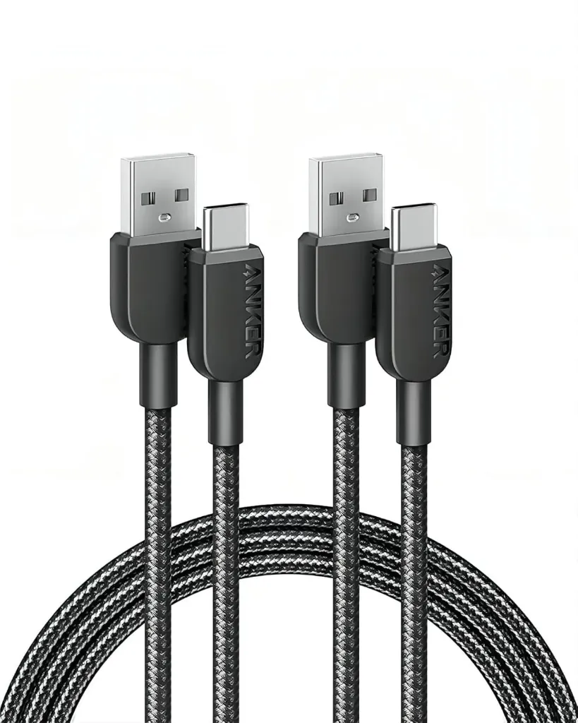 ANKER cable USB C, 180cm, lot de 2 câbles de charge USB A vers USB C, câble de charge USB A vers USB C, charge rapide  (Noir)