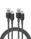 ANKER cable USB C, 180cm, lot de 2 câbles de charge USB A vers USB C, câble de charge USB A vers USB C, charge rapide  (Noir)