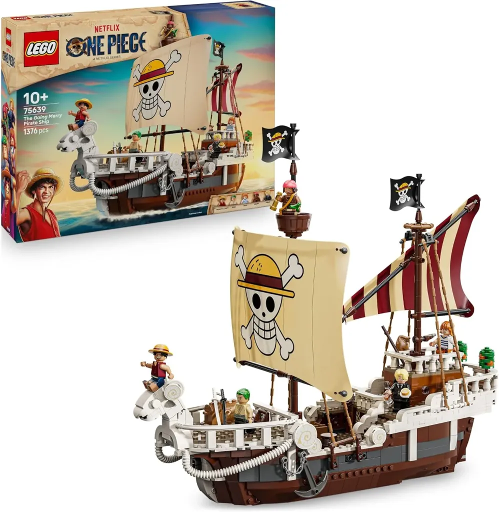 LEGO One Piece Le Bateau Pirate Vogue Merry - Jouet Bateau - Maquette pour Décoration avec 5 Minifigurines Dont Luffy, Zoro & Nami - Cadeau Anime pour Garçon, Fille ou Fan dès 10 Ans 75639