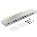 deleyCON CAT6a Panneau de Brassage 24 Port Bureau 19 Pouces Le Montage en Rack Assemblage du Serveur 24x RJ45 Blindé TIA568A TIA568B - Gris Clair