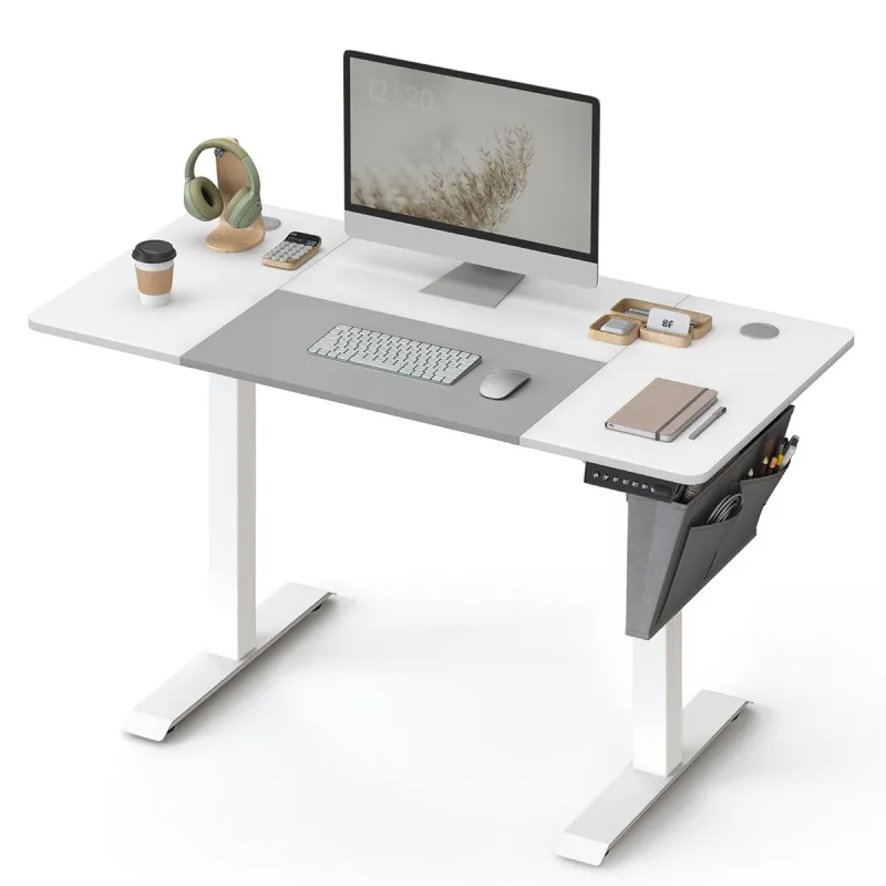 [LSD015W02] SONGMICS Bureau Électrique Réglable en Hauteur, 120 x 60 cm, Table Assis-Debout, Fonction Mémoire 4 Hauteurs, pour Bureau, Télétravail, Blanc Nuage