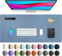 Aothia Sous-main, tapis de bureau en cuir PU, tapis de souris, protection de bureau antidérapante, bloc-notes de bureau étanche pour le bureau et la maison (80 cm x 40 cm, Bleu foncé)
