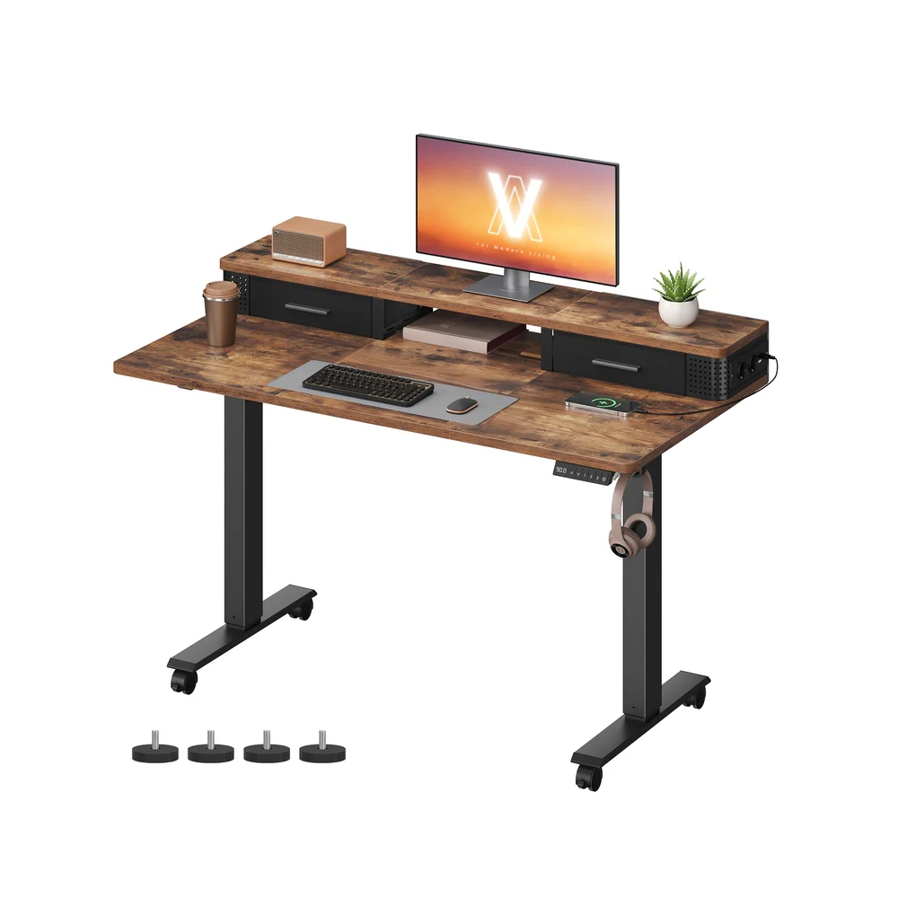 [LSD182KD02] VASAGLE Bureau Électrique Réglable en Hauteur, 60 x 120 x (72-120) cm, Marron Rustique