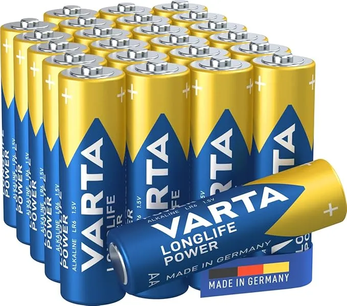 VARTA Piles AA, lot de 24, Longlife Power, Alcalines, 1,5V, adaptées aux jouets, souris sans fil, lampes de poche, Made in Germany