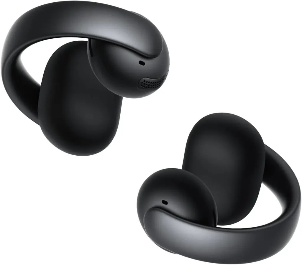 Soundcore AeroClip by Anker, écouteurs Oreilles Libres à Clip, Confort adaptatif, appels clairs avec 4 micros et IA, Stables, Haut-parleurs de 12 mm, Design en Anneau Ouvert - Noir