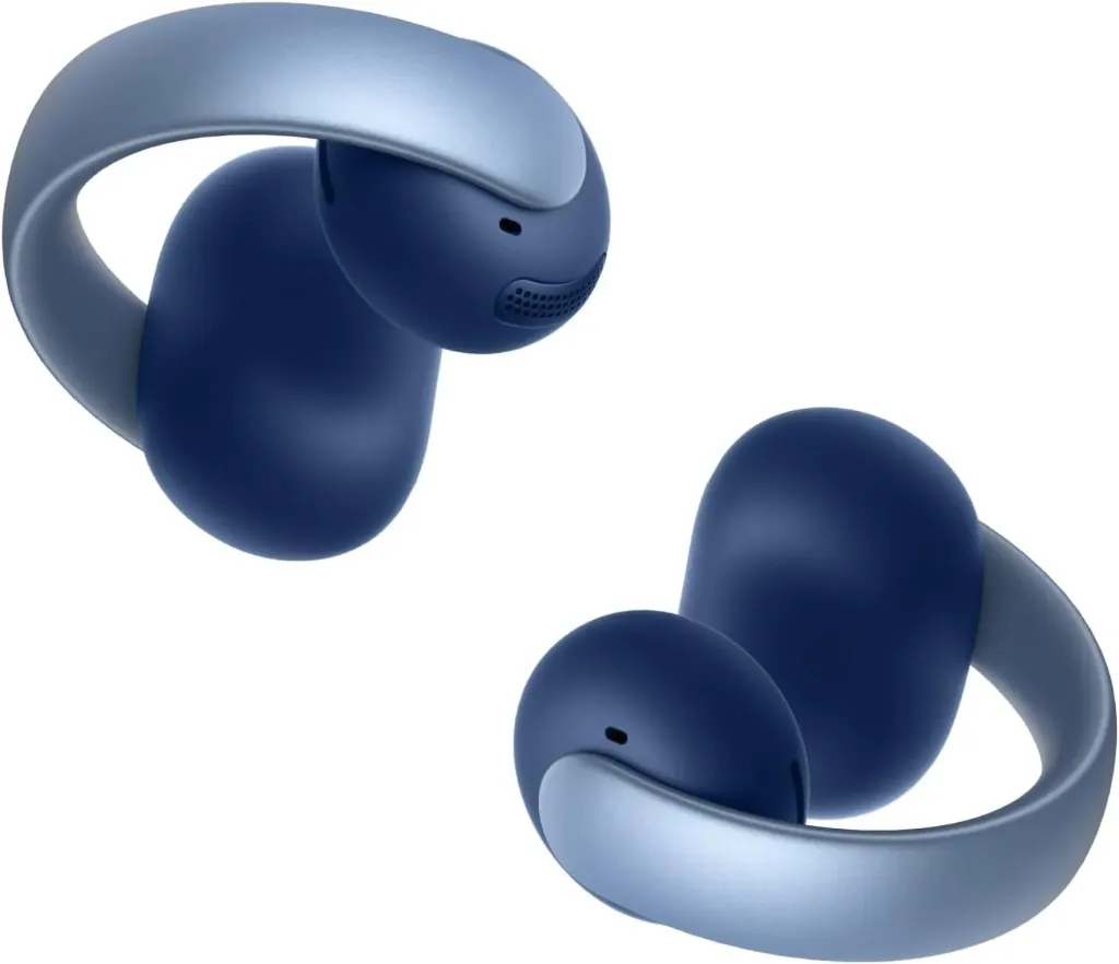 Soundcore AeroClip by Anker, écouteurs Oreilles Libres à Clip, Confort adaptatif, appels clairs avec 4 micros et IA, Stables, Haut-parleurs de 12 mm, Design en Anneau Ouvert - Bleu