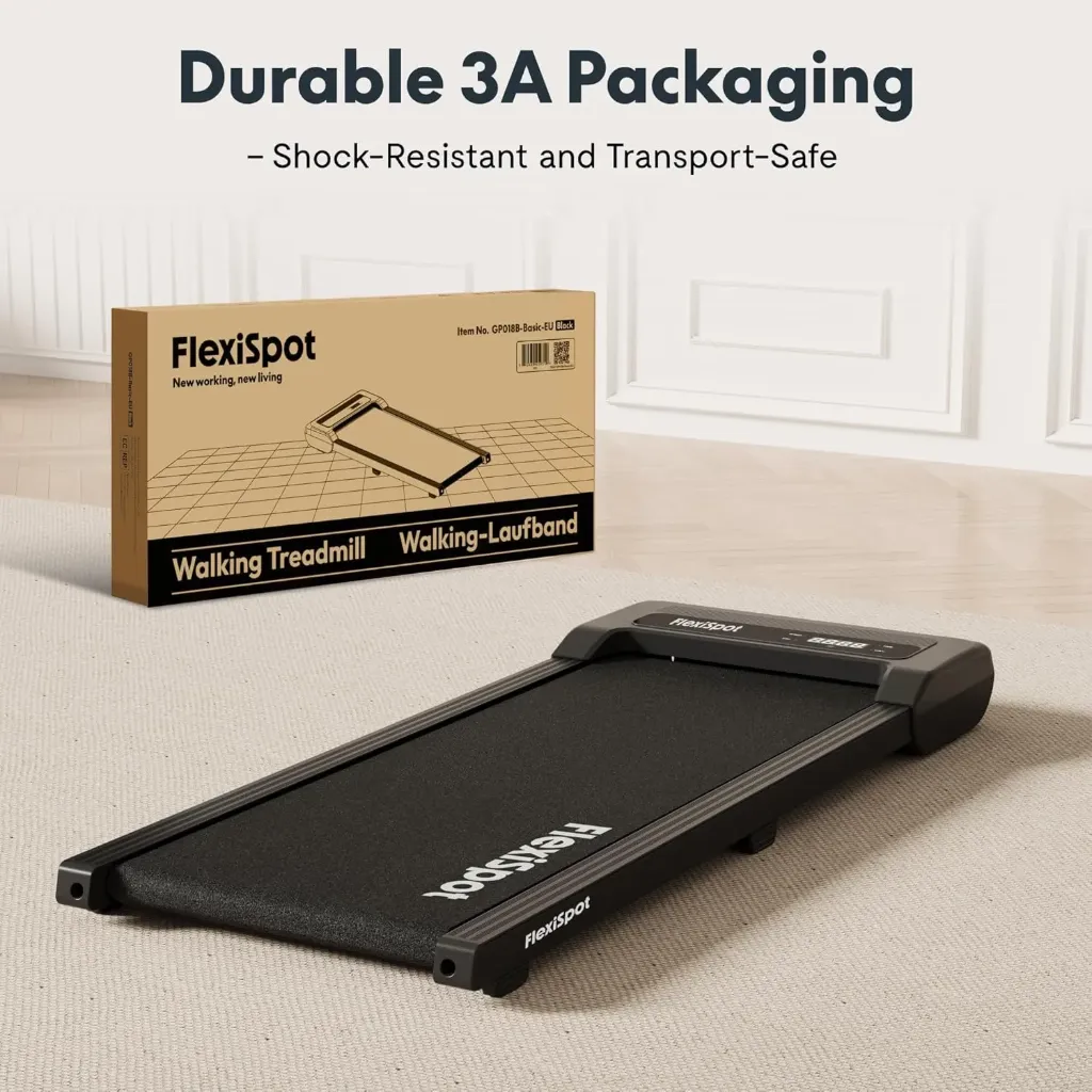 FlexiSpot Tapis de Marche jusqu'à 120 kg, Walking Pad 1-6 km/h, avec Affichage LED, Tapis de Course avec Poulies et télécommande, Compact pour la Maison et Le Bureau(Black)