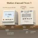 M5 Station d'accueil rétro pour Mac Mini M4, écran HD 5", boîtier SSD M.2 NVMe 10 Gbps, Lecteur de Carte SD/Micro SD 4.0, 4 Ports USB-A, 1 Port USB-C (10 Gbps), Prise Casque 3,5 mm