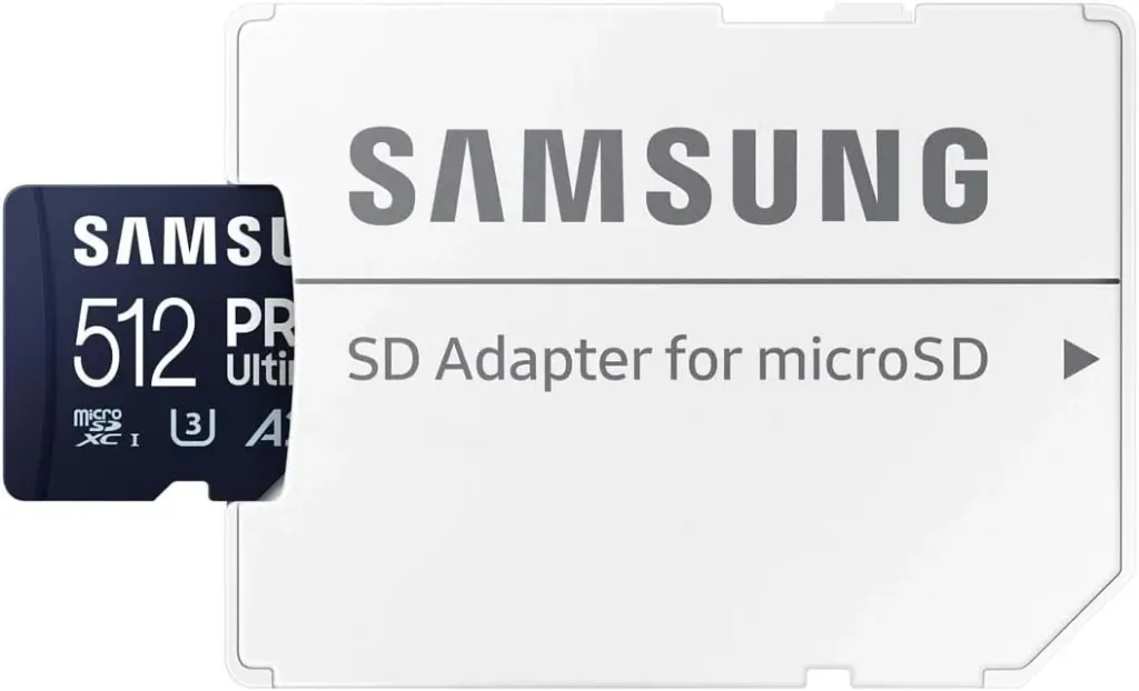 Samsung Carte Mémoire MicroSDXC, PRO Ultimate , 512 Go, vitesse de lecture jusqu'à 200 Mo/s, avec adaptateur SD