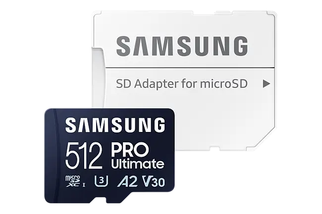 Samsung Carte Mémoire MicroSDXC, PRO Ultimate , 512 Go, vitesse de lecture jusqu'à 200 Mo/s, avec adaptateur SD
