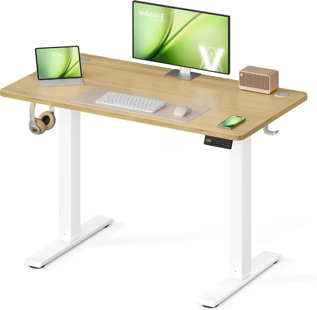 VASAGLE Bureau Électrique Réglable en Hauteur, 100L x 60Px(72-120)cm, 4 Hauteurs Mémorisables
