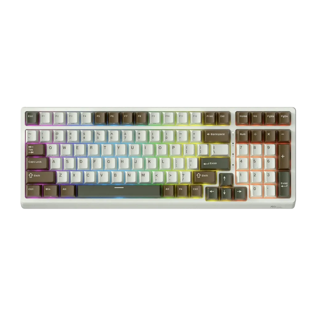 RK Royal Kludge F99, clavier mécanique sans fil 96 %, 100 touches, QWERTY, tri-mode, RGB (Vert)