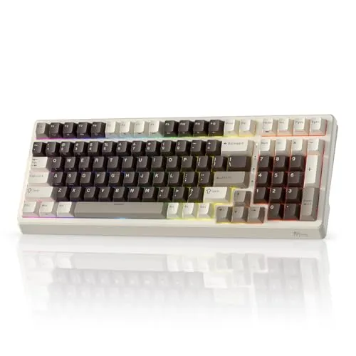RK Royal Kludge F99, clavier mécanique sans fil 96 %, 100 touches, QWERTY, tri-mode, RGB (Gris)