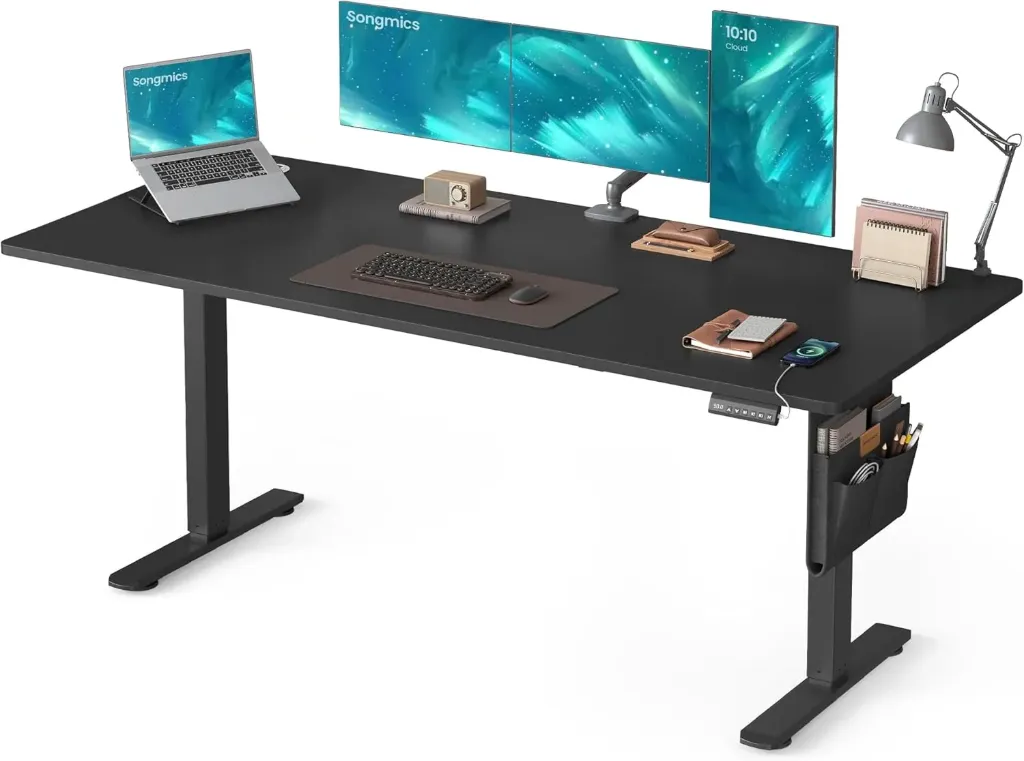 [LSD138BZ01-1_01 /LSD138BZ01-2_01] SONGMICS Bureau Électrique Réglable en Hauteur, 80P x 180l x (72 x120)h cm, Table Assis-Debout,  4 Hauteurs Mémorisables