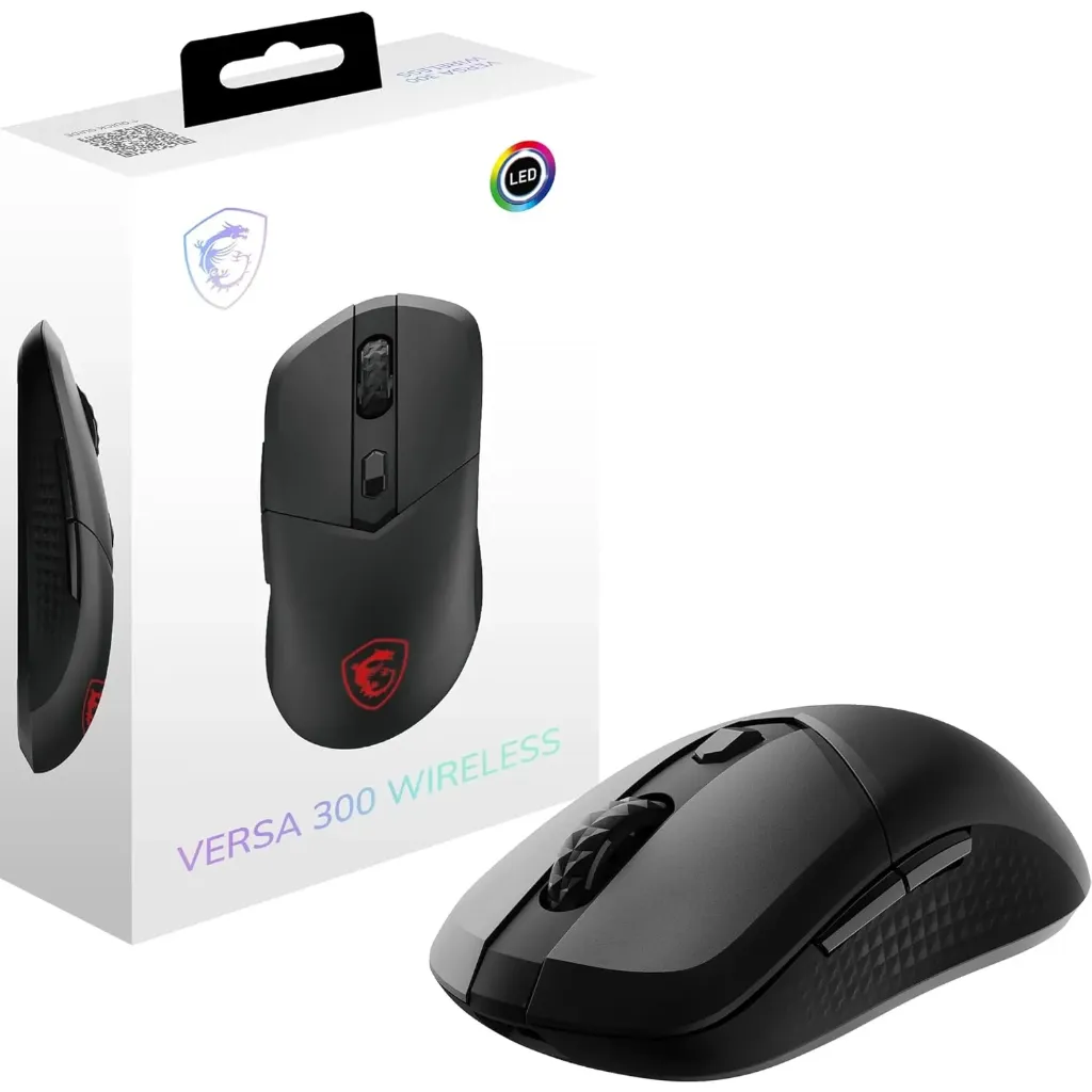 MSI Versa 300 Wireless, souris gaming tri-mode 8 000 DPI, RGB (Noir)