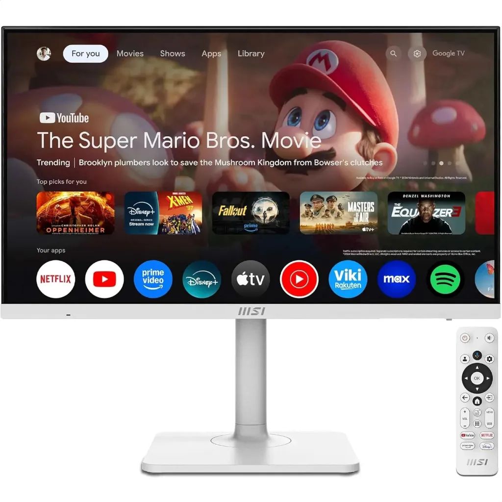 MSI Modern MD272UPSW, 27″ 4K UHD, dalle IPS, 60 Hz, 4 ms (Google TV, Blanc)
