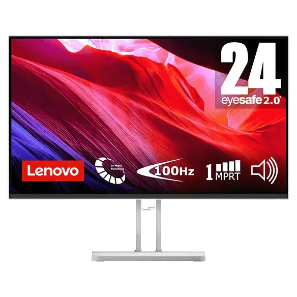 Lenovo L24i-4A Moniteur 23,8 pouces FHD (1920 x 1080) pixels, IPS, 1 ms, 100 Hz, haut-parleurs intégrés, Gris