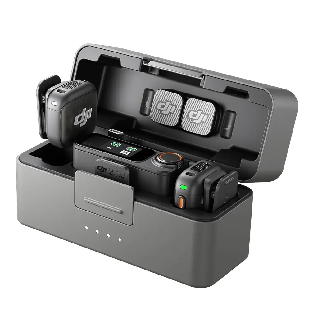 DJI Mic 3, kit 2 émetteurs + 1 récepteur + boîtier de charge