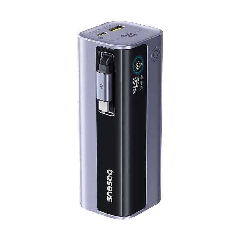 Baseus EnerGeek GR11 Powerbank 10 000 mAh 100 W avec câble USB-C rétractable (Gris)