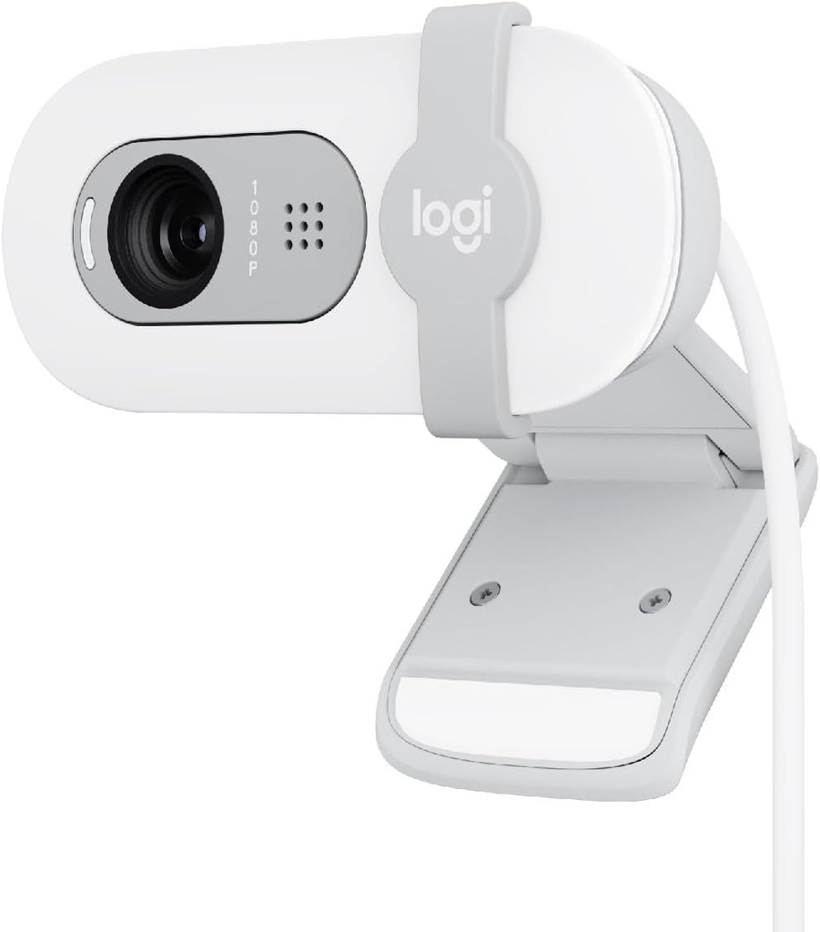 Logitech Brio 100, webcam Full HD 1080p 30 i/s, USB-A (Blanc cassé)