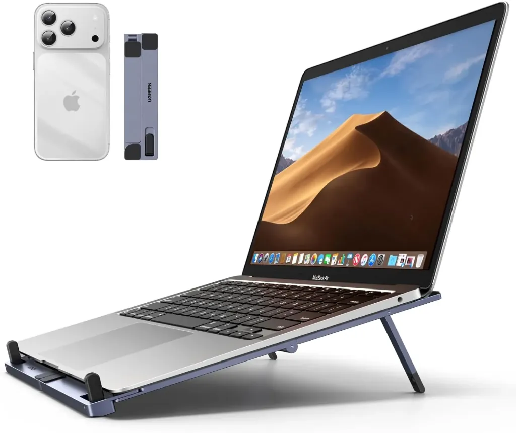 UGREEN Support Ordinateur Portable Ventilé Léger Aluminium 17,3 Pouces Laptop Stand Pliable Porte PC Réglable Ergonomique