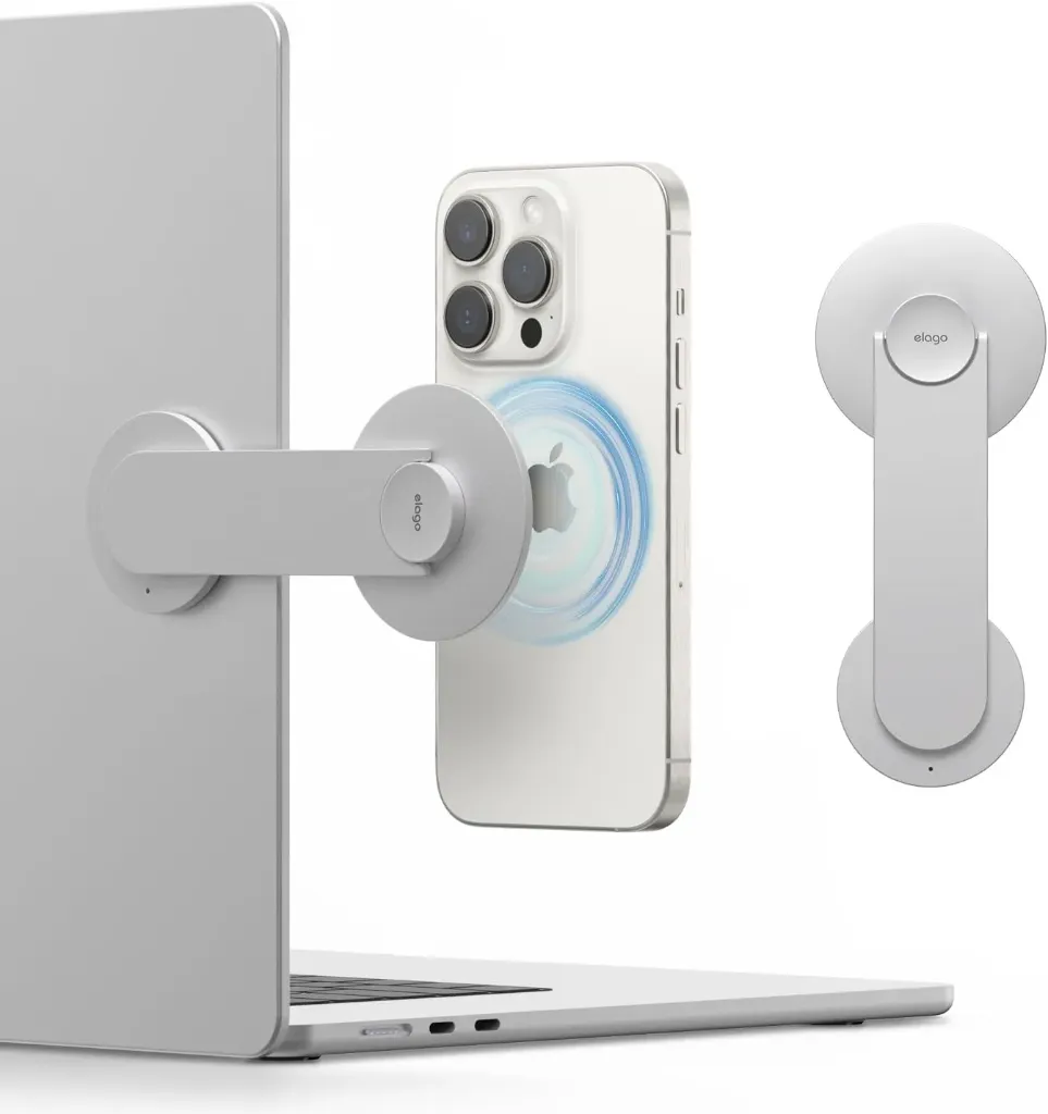 elago Support de Téléphone Magnétique pour Ordinateur Portable Compatible avec MagSafe pour iPhone, Pliable, Compatible avec MacBook