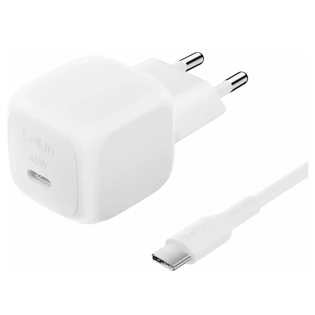 Belkin BoostCharge Chargeur secteur USB-C 45 W avec câble (Blanc)