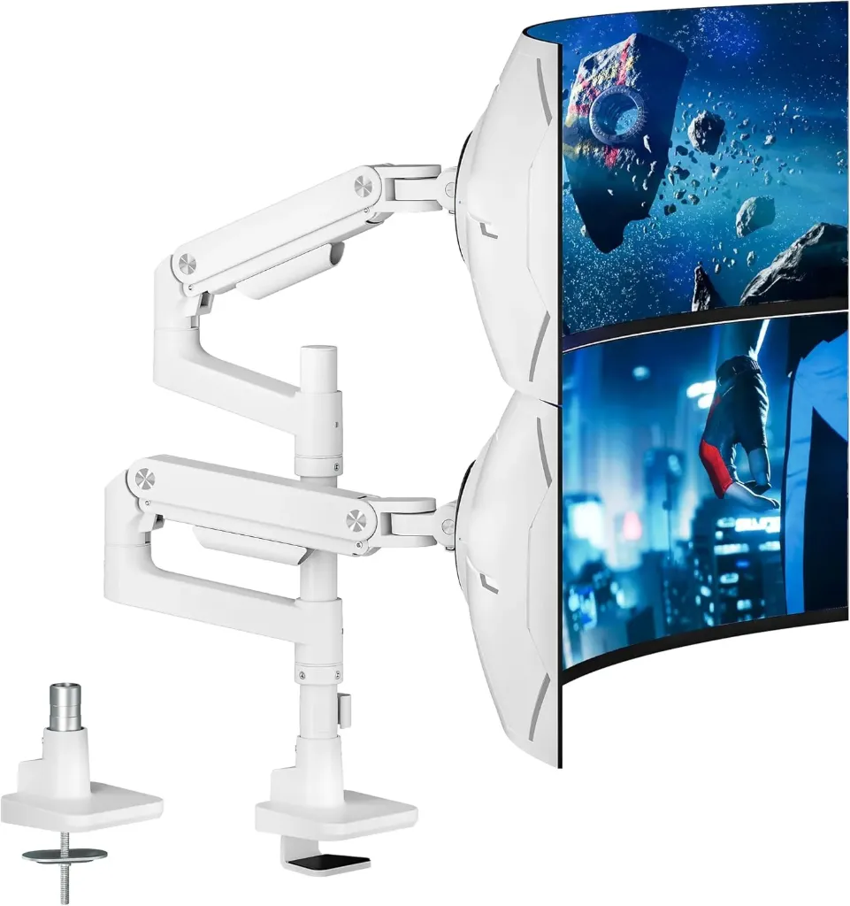 [GDT1004P-2WH] ARES WING 2, bras double pour moniteurs 17 à 49″, 20 kg par bras (Blanc)