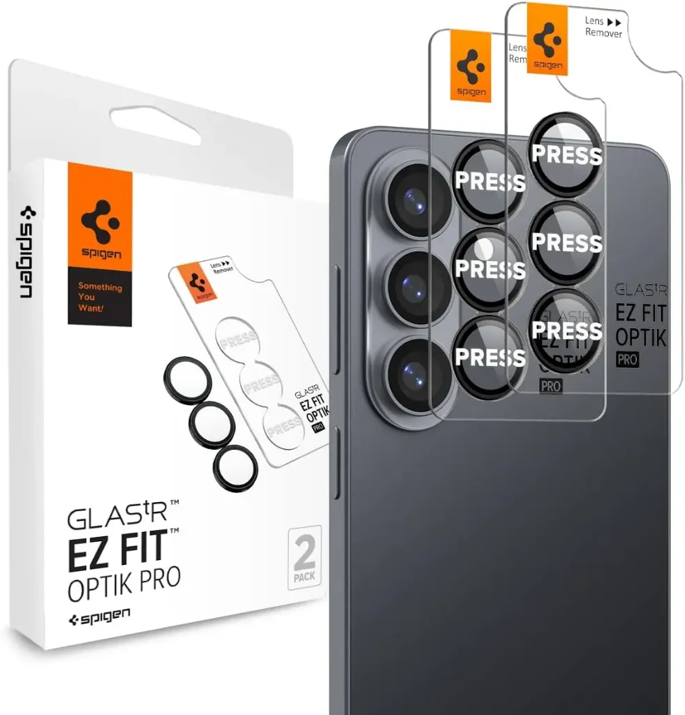 [AGL11094] Spigen Glas.tR EZ Fit Optik Pro Protection d'appareil photo pour Galaxy S26, Noir, 2 pièces