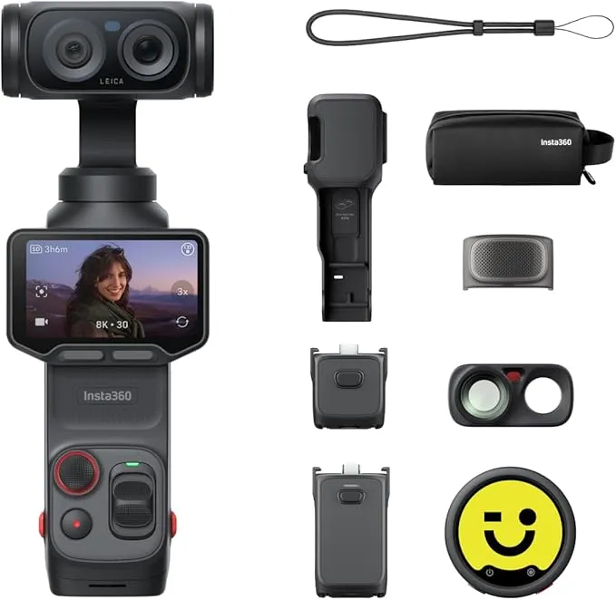 Insta360 Luna Ultra Pack Créateur, caméra stabilisée 8K à double objectif (Noir)