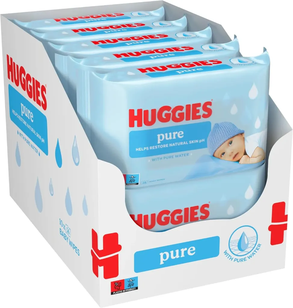 Lingettes pour bébé Huggies Pure, 18 paquets de 56 lingettes