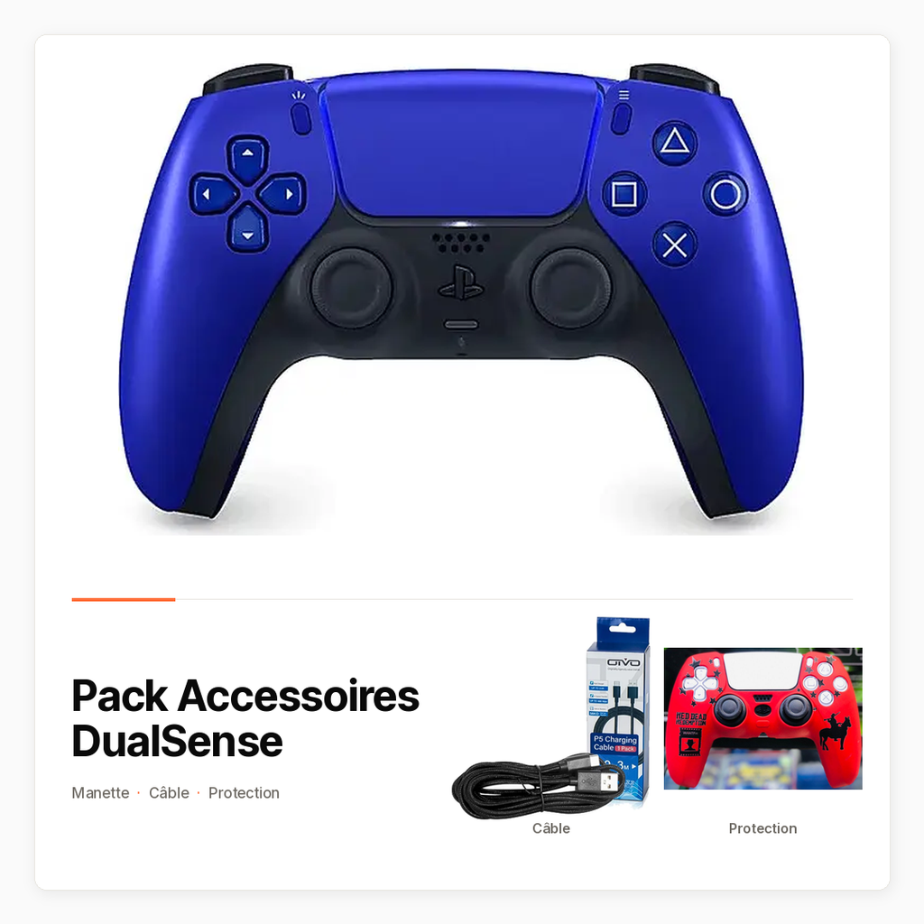 Pack Accessoires DualSense avec Manette, câble et protection