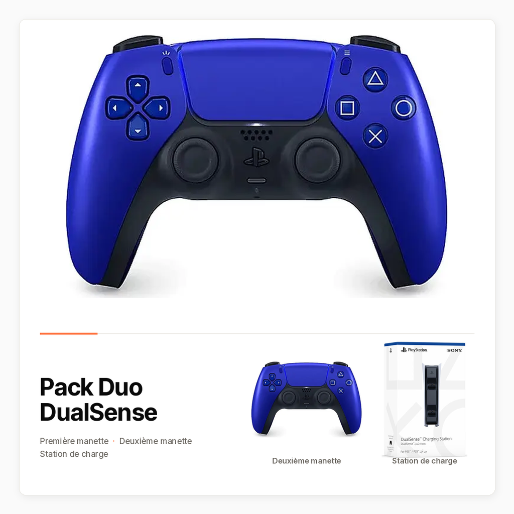[PACK-JV-DUALSENSE-DUO] Pack Duo DualSense avec Deux manettes et station de charge