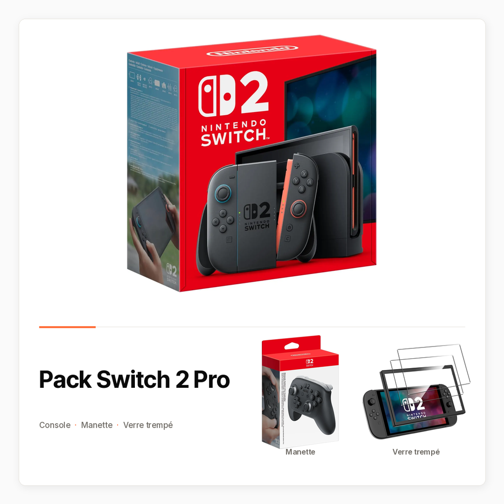 [PACK-JV-SWITCH2-PRO] Pack Switch 2 Pro avec Console, Pro Controller et verre trempé