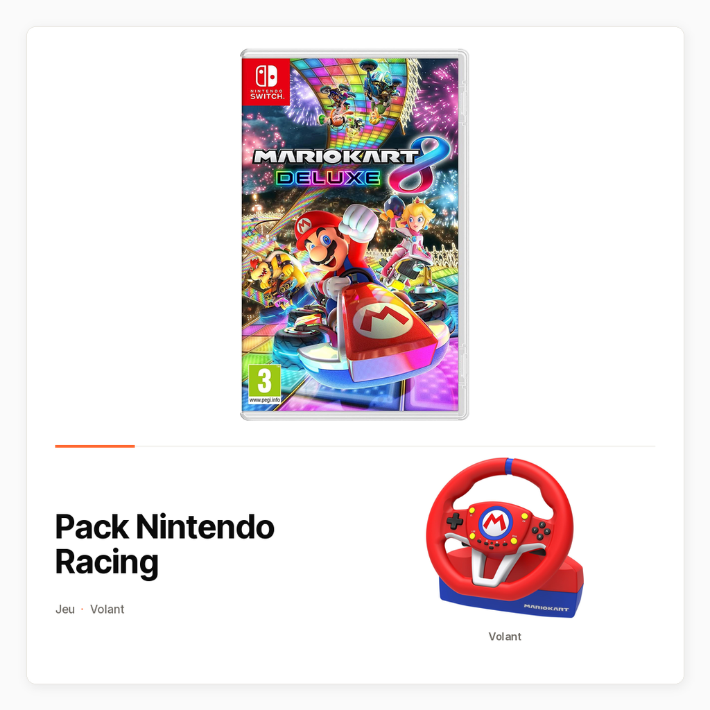 Pack Nintendo Racing avec Mario Kart 8 Deluxe et volant Hori