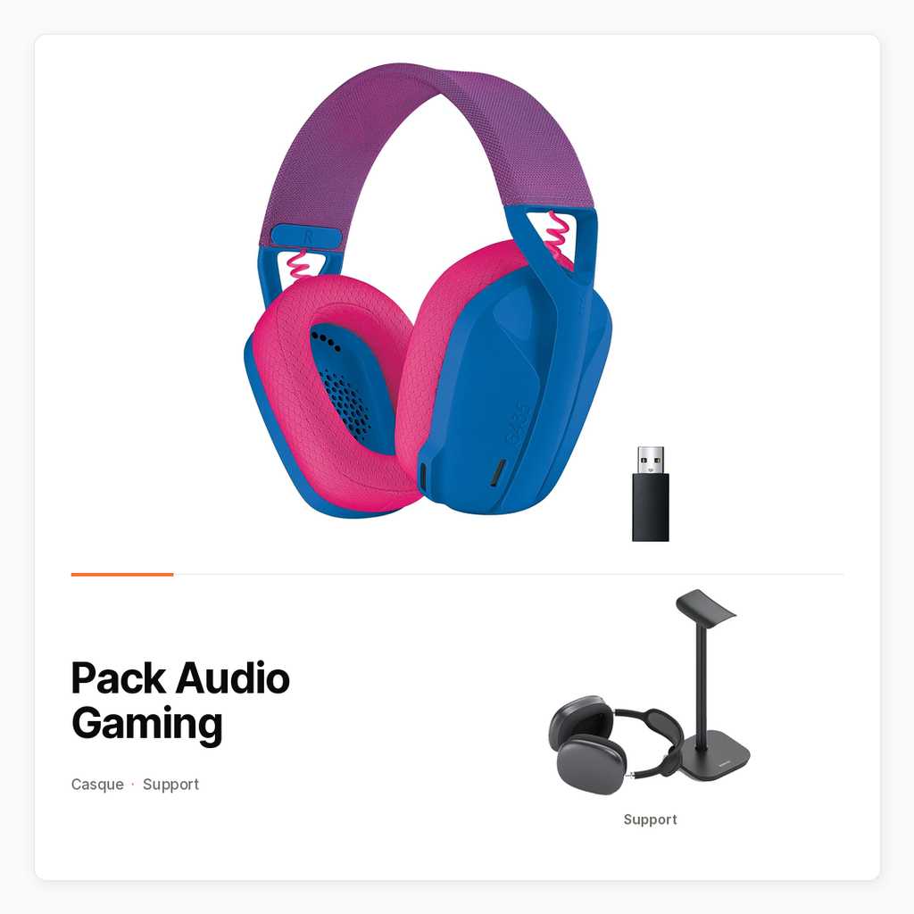 Pack Audio Gaming avec Logitech G435 et support pour casque