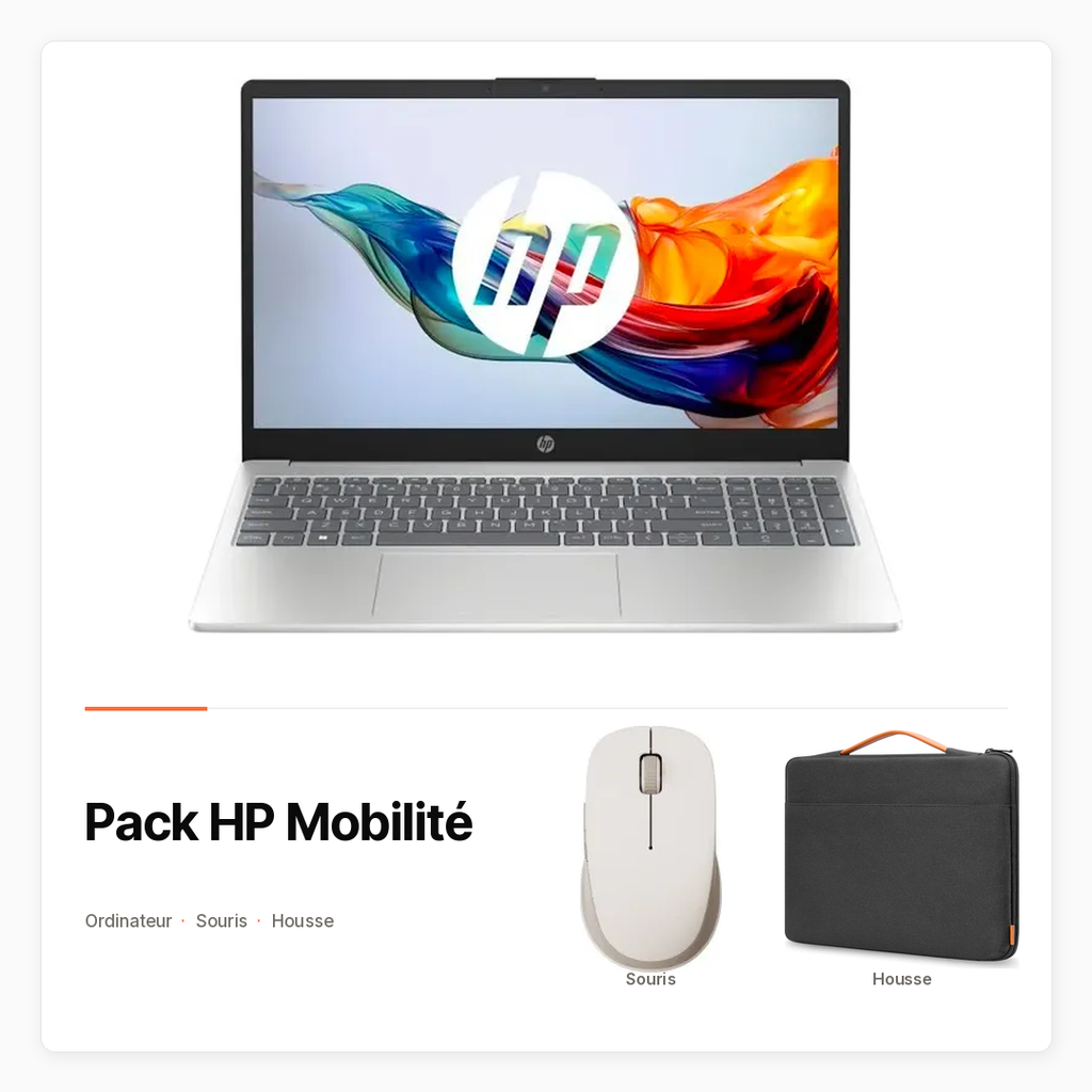 Pack HP Mobilité avec HP 15, souris et housse antichoc