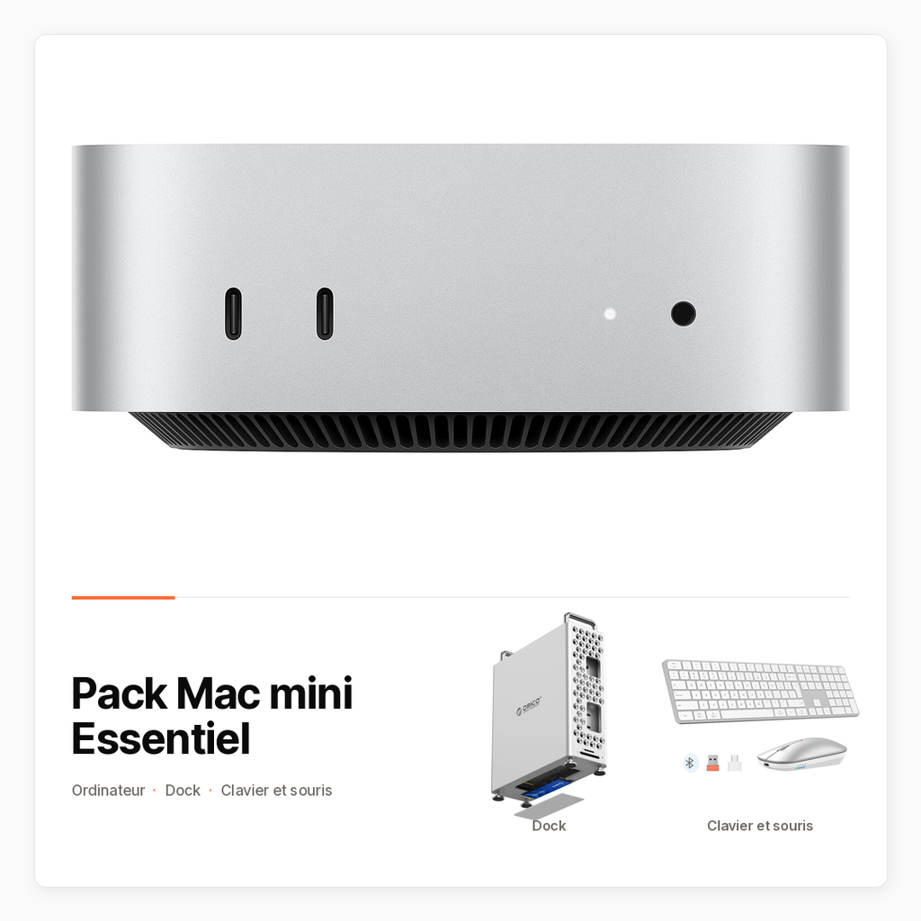 Pack Mac mini Essentiel avec Mac mini, dock ORICO et clavier-souris