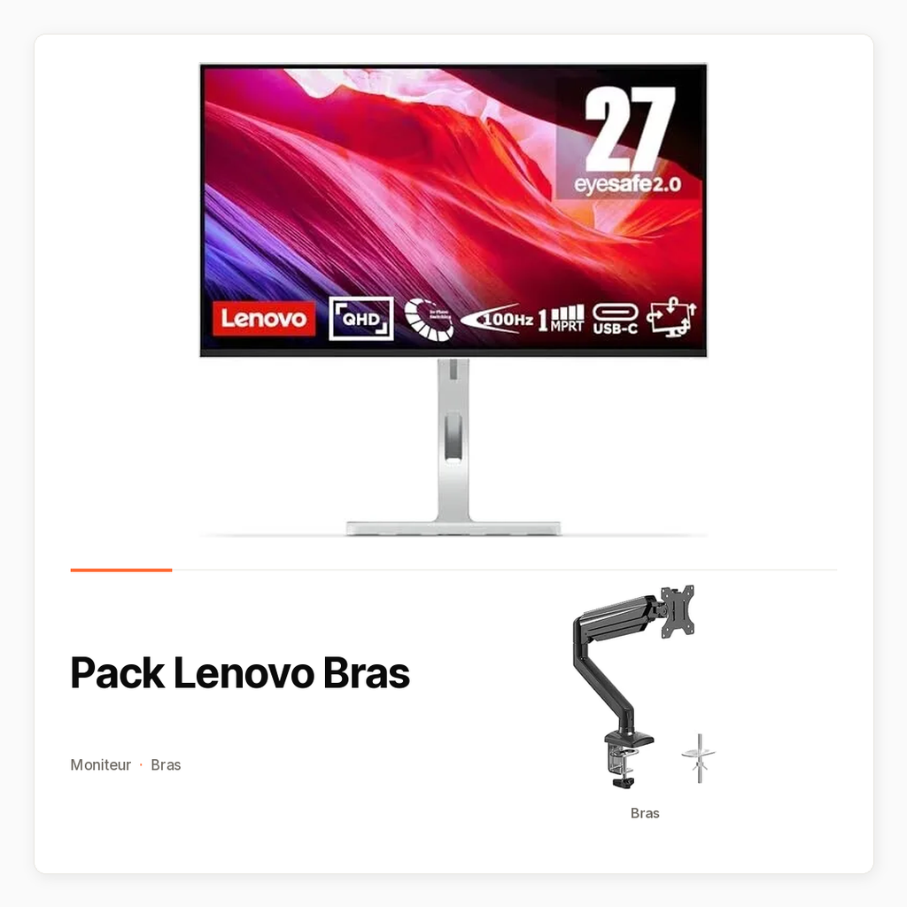 Pack Lenovo Bras avec Moniteur Lenovo 27 pouces et bras Suptek